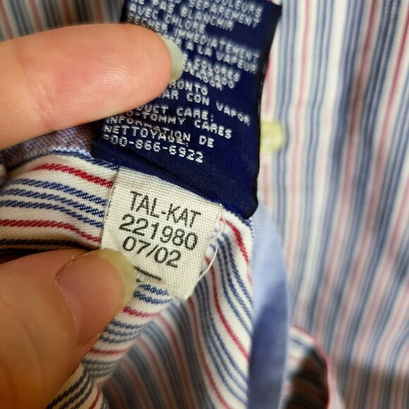 Vintage Tommy Hilfiger Button Down, Men's Large Red White Blue‎ Stripe - Picture 5 of 15
